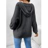 imageSHEWIN Sweaters For Women Causal V Neck Hooded Sweater Lightweight Knit Long Sleeve Fall TopsDark Grey