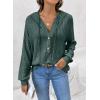 imageSHEWIN Sweaters For Women Causal V Neck Hooded Sweater Lightweight Knit Long Sleeve Fall TopsGreen