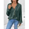 imageSHEWIN Sweaters For Women Causal V Neck Hooded Sweater Lightweight Knit Long Sleeve Fall TopsGreen