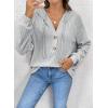 imageSHEWIN Sweaters For Women Causal V Neck Hooded Sweater Lightweight Knit Long Sleeve Fall TopsGrey