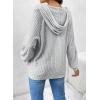 imageSHEWIN Sweaters For Women Causal V Neck Hooded Sweater Lightweight Knit Long Sleeve Fall TopsGrey