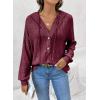 imageSHEWIN Sweaters For Women Causal V Neck Hooded Sweater Lightweight Knit Long Sleeve Fall TopsRed