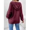imageSHEWIN Sweaters For Women Causal V Neck Hooded Sweater Lightweight Knit Long Sleeve Fall TopsRed