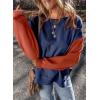 imageSHEWIN Sweatshirt for Women Casual Long Sleeve Crewneck Lightweight Pullover Tops Loose SweatshirtsNavy Blue