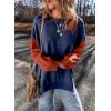 imageSHEWIN Sweatshirt for Women Casual Long Sleeve Crewneck Lightweight Pullover Tops Loose SweatshirtsNavy Blue