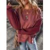 imageSHEWIN Sweatshirt for Women Casual Long Sleeve Crewneck Lightweight Pullover Tops Loose SweatshirtsRed