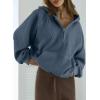 imageSHEWIN Women Casual Long Sleeve V Neck Half Zip Corduroy Hoodies SXXLBlue