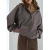 imageSHEWIN Women Casual Long Sleeve V Neck Half Zip Corduroy Hoodies SXXLGray