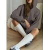 imageSHEWIN Women Casual Long Sleeve V Neck Half Zip Corduroy Hoodies SXXLGray
