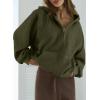 imageSHEWIN Women Casual Long Sleeve V Neck Half Zip Corduroy Hoodies SXXLGreen