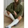 imageSHEWIN Women Casual Long Sleeve V Neck Half Zip Corduroy Hoodies SXXLGreen