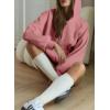 imageSHEWIN Women Casual Long Sleeve V Neck Half Zip Corduroy Hoodies SXXLPink