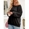 imageSHEWIN Womens Fashion Waffle Knit Sweatshirt Casual Crewneck Long Sleeve Reverse Seam Oversized Pullover SweatshirtsBlack