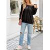 imageSHEWIN Womens Fashion Waffle Knit Sweatshirt Casual Crewneck Long Sleeve Reverse Seam Oversized Pullover SweatshirtsBlack
