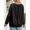 imageSHEWIN Womens Fashion Waffle Knit Sweatshirt Casual Crewneck Long Sleeve Reverse Seam Oversized Pullover SweatshirtsBlack