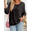 imageSHEWIN Womens Fashion Waffle Knit Sweatshirt Casual Crewneck Long Sleeve Reverse Seam Oversized Pullover SweatshirtsBlack