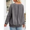 imageSHEWIN Womens Fashion Waffle Knit Sweatshirt Casual Crewneck Long Sleeve Reverse Seam Oversized Pullover SweatshirtsDark Grey