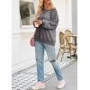 imageSHEWIN Womens Fashion Waffle Knit Sweatshirt Casual Crewneck Long Sleeve Reverse Seam Oversized Pullover SweatshirtsDark Grey