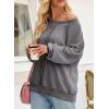 imageSHEWIN Womens Fashion Waffle Knit Sweatshirt Casual Crewneck Long Sleeve Reverse Seam Oversized Pullover SweatshirtsDark Grey