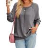 imageSHEWIN Womens Fashion Waffle Knit Sweatshirt Casual Crewneck Long Sleeve Reverse Seam Oversized Pullover SweatshirtsDark Grey