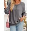imageSHEWIN Womens Fashion Waffle Knit Sweatshirt Casual Crewneck Long Sleeve Reverse Seam Oversized Pullover SweatshirtsDark Grey