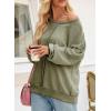 imageSHEWIN Womens Fashion Waffle Knit Sweatshirt Casual Crewneck Long Sleeve Reverse Seam Oversized Pullover SweatshirtsGreen