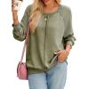 imageSHEWIN Womens Fashion Waffle Knit Sweatshirt Casual Crewneck Long Sleeve Reverse Seam Oversized Pullover SweatshirtsGreen