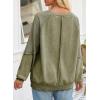 imageSHEWIN Womens Fashion Waffle Knit Sweatshirt Casual Crewneck Long Sleeve Reverse Seam Oversized Pullover SweatshirtsGreen