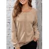 imageSHEWIN Womens Fashion Waffle Knit Sweatshirt Casual Crewneck Long Sleeve Reverse Seam Oversized Pullover SweatshirtsKhaki