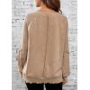 imageSHEWIN Womens Fashion Waffle Knit Sweatshirt Casual Crewneck Long Sleeve Reverse Seam Oversized Pullover SweatshirtsKhaki