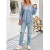 imageSHEWIN Womens Fashion Waffle Knit Sweatshirt Casual Crewneck Long Sleeve Reverse Seam Oversized Pullover SweatshirtsLight Blue