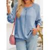 imageSHEWIN Womens Fashion Waffle Knit Sweatshirt Casual Crewneck Long Sleeve Reverse Seam Oversized Pullover SweatshirtsLight Blue