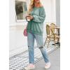 imageSHEWIN Womens Fashion Waffle Knit Sweatshirt Casual Crewneck Long Sleeve Reverse Seam Oversized Pullover SweatshirtsLight Green