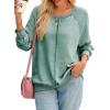 imageSHEWIN Womens Fashion Waffle Knit Sweatshirt Casual Crewneck Long Sleeve Reverse Seam Oversized Pullover SweatshirtsLight Green