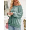imageSHEWIN Womens Fashion Waffle Knit Sweatshirt Casual Crewneck Long Sleeve Reverse Seam Oversized Pullover SweatshirtsLight Green