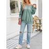 imageSHEWIN Womens Fashion Waffle Knit Sweatshirt Casual Crewneck Long Sleeve Reverse Seam Oversized Pullover SweatshirtsLight Green