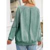 imageSHEWIN Womens Fashion Waffle Knit Sweatshirt Casual Crewneck Long Sleeve Reverse Seam Oversized Pullover SweatshirtsLight Green