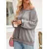 imageSHEWIN Womens Fashion Waffle Knit Sweatshirt Casual Crewneck Long Sleeve Reverse Seam Oversized Pullover SweatshirtsLight Grey