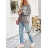 imageSHEWIN Womens Fashion Waffle Knit Sweatshirt Casual Crewneck Long Sleeve Reverse Seam Oversized Pullover SweatshirtsLight Grey