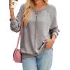 imageSHEWIN Womens Fashion Waffle Knit Sweatshirt Casual Crewneck Long Sleeve Reverse Seam Oversized Pullover SweatshirtsLight Grey