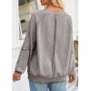 imageSHEWIN Womens Fashion Waffle Knit Sweatshirt Casual Crewneck Long Sleeve Reverse Seam Oversized Pullover SweatshirtsLight Grey