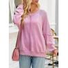 imageSHEWIN Womens Fashion Waffle Knit Sweatshirt Casual Crewneck Long Sleeve Reverse Seam Oversized Pullover SweatshirtsPink