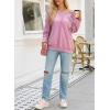 imageSHEWIN Womens Fashion Waffle Knit Sweatshirt Casual Crewneck Long Sleeve Reverse Seam Oversized Pullover SweatshirtsPink