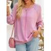 imageSHEWIN Womens Fashion Waffle Knit Sweatshirt Casual Crewneck Long Sleeve Reverse Seam Oversized Pullover SweatshirtsPink