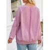 imageSHEWIN Womens Fashion Waffle Knit Sweatshirt Casual Crewneck Long Sleeve Reverse Seam Oversized Pullover SweatshirtsPink