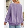 imageSHEWIN Womens Fashion Waffle Knit Sweatshirt Casual Crewneck Long Sleeve Reverse Seam Oversized Pullover SweatshirtsPurple