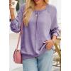 imageSHEWIN Womens Fashion Waffle Knit Sweatshirt Casual Crewneck Long Sleeve Reverse Seam Oversized Pullover SweatshirtsPurple