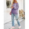 imageSHEWIN Womens Fashion Waffle Knit Sweatshirt Casual Crewneck Long Sleeve Reverse Seam Oversized Pullover SweatshirtsPurple