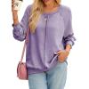 imageSHEWIN Womens Fashion Waffle Knit Sweatshirt Casual Crewneck Long Sleeve Reverse Seam Oversized Pullover SweatshirtsPurple
