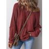 imageSHEWIN Womens Fashion Waffle Knit Sweatshirt Casual Crewneck Long Sleeve Reverse Seam Oversized Pullover SweatshirtsRed